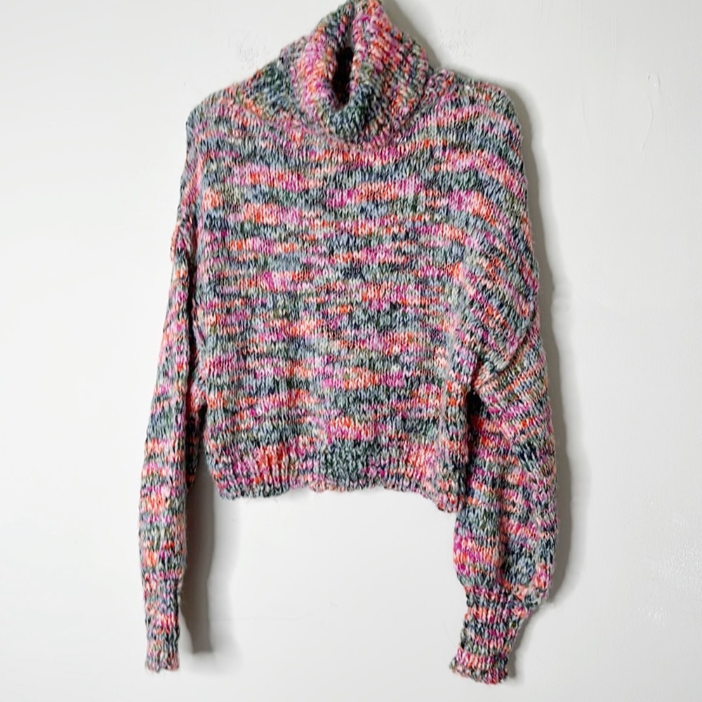 Wild Fable Rainbow Knit turtleneck spring crop sweater women size Small - Picture 2 of 8